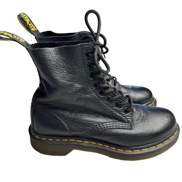 W7 Dr. Martens 1460 Combat Boots Black Leather 8-Eye Lace-Up Moto Grunge Punk - Picture 12 of 12
